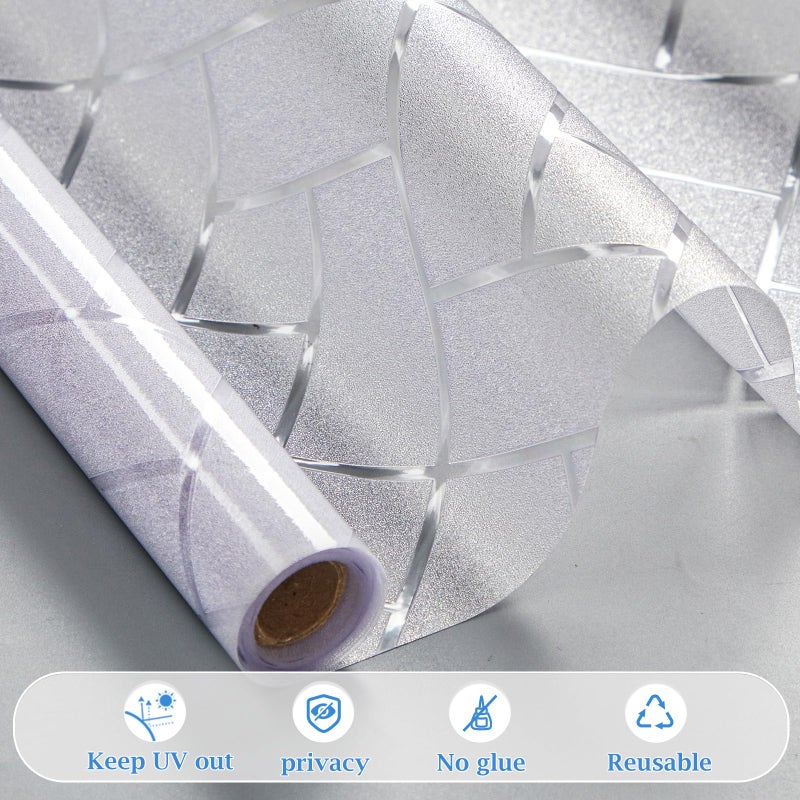 Coavas Frosted Window Privacy Film Static Cling Non-Adhesive for Glass Windows, Heat Control UV Blocking Sun Blocking Anti Glare, Day and Night Bathroom Home Office Cover, 35.4"x157.5" - Image 2
